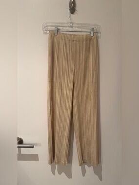 Pleats please issey miyake Beige Pleated Wide Leg Pants JF412